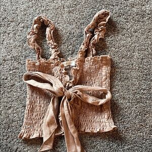 Mustard Seed Ruffled Brown Camisole